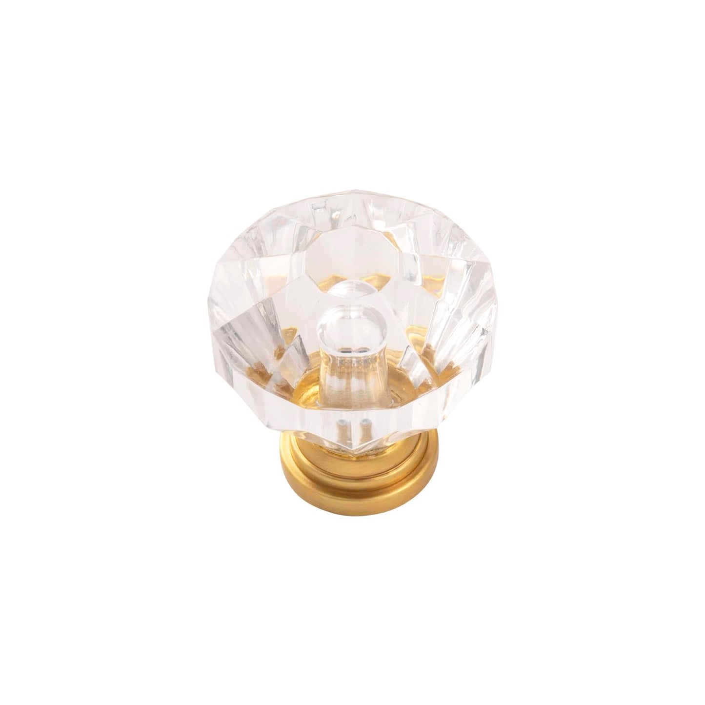 Crystal Palace Collection Knob 1-1/4 Inch Diameter Crysacrylic with Brushed Golden Brass Finish (10 Pack)