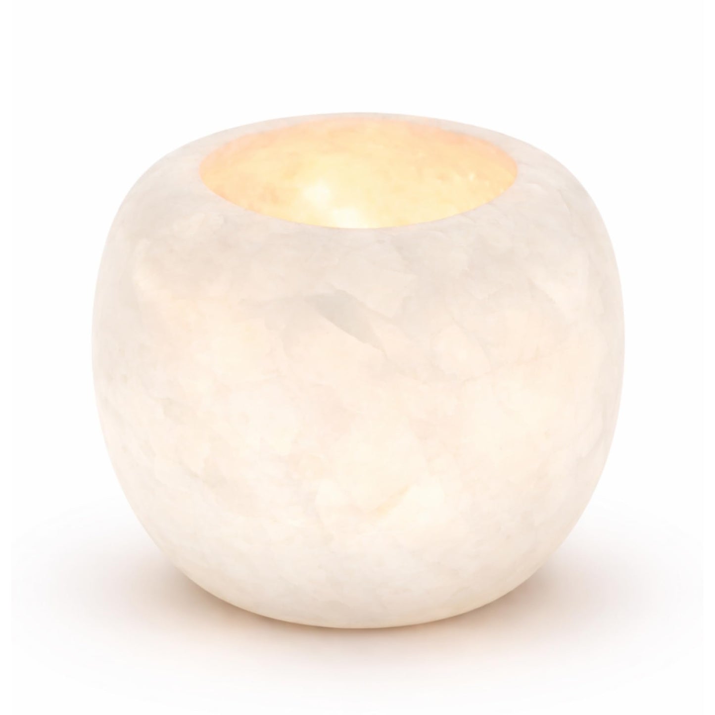 Single White Alabaster Candle Holder - Egyptian Tealight and Votive Candles Holders with Amber Glow for Home Décor - Natural Stone Soothing Tranquil