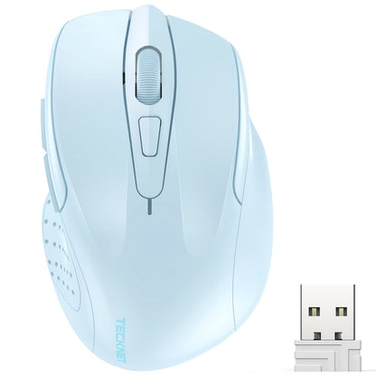 TECKNET Wireless Mouse, 2.4G Ergonomic Optical Mouse, Computer Mouse for Laptop, PC, Computer, Chromebook, Notebook, 6 Buttons, 24 Months Battery Life, 2600 DPI, 5 Adjustment Levels