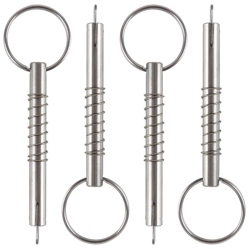 4 Pcs Quick Release Pin w/Drop Cam & Spring, Diameter 5/16"(8mm), Usable Length 2"(53mm), Overall Length 3"(76mm), Full 316 Stainless Steel, Bimini Top Pin, Marine Hardware