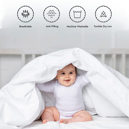 Adam Home 4.5 Tog Toddler Duvet and Pillow Set 100% Microfibre Anti-Allergy Lightweight Cot Bed (Duvet 120x150 cm) & (Pillow 40x60 cm) Hypoallergenic and Machine Washable Cot