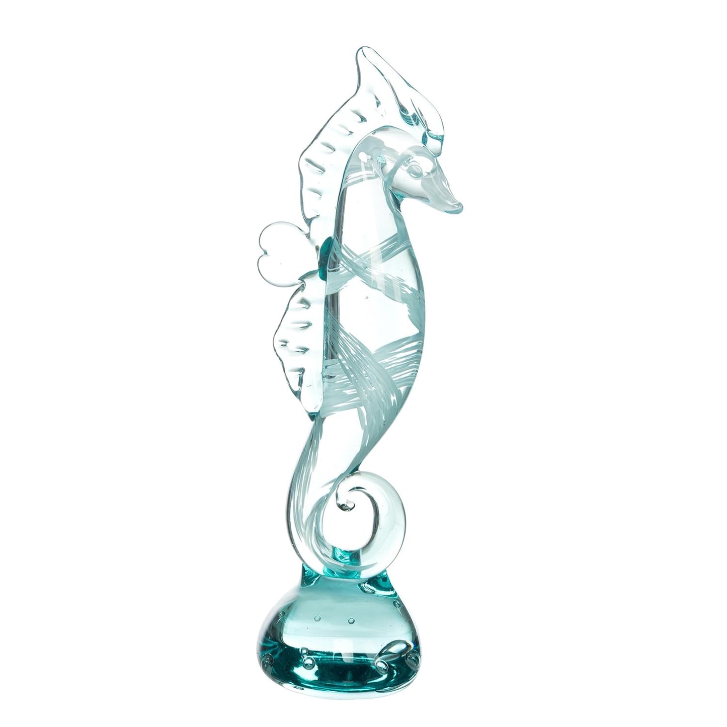 Beachcombers Light Green Glass Seahorse Figurine Blue