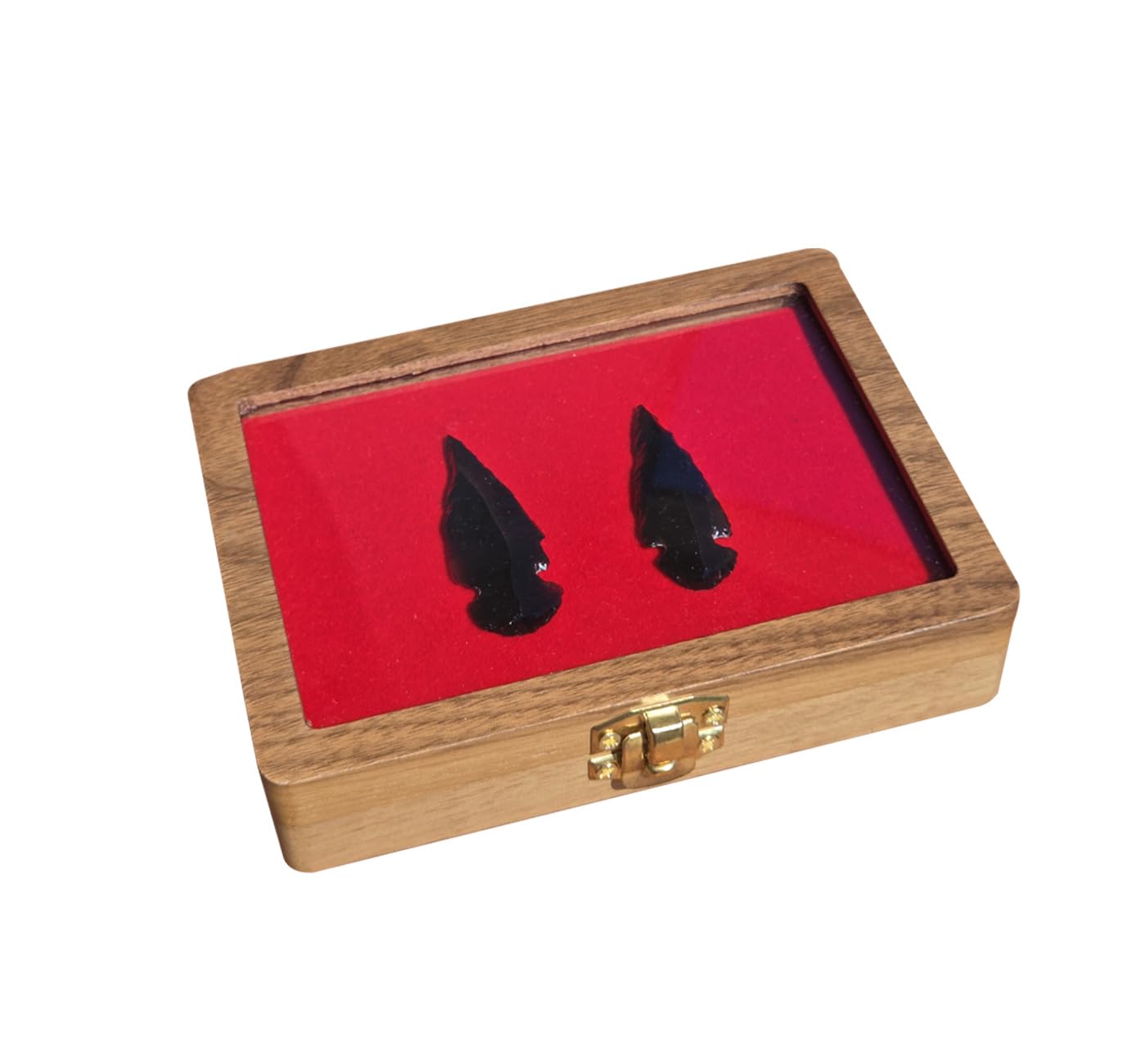 Arrowhead Display Case Arrowhead Shadow Box Handmade Small Wood Box Native American Arrowhead Display Box for Collectibles Military Coins Project Spear Crystal Stone (Medium)