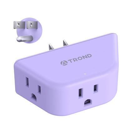 TROND Multi Plug Outlet Extender 2 Pack - Electrical Wall Splitter, 3 Way Angled Wall Outlet Adapter, Cruise Essentials, Small Multiple Plug Expander for Cruise Ship Home Office Dorm Room, White