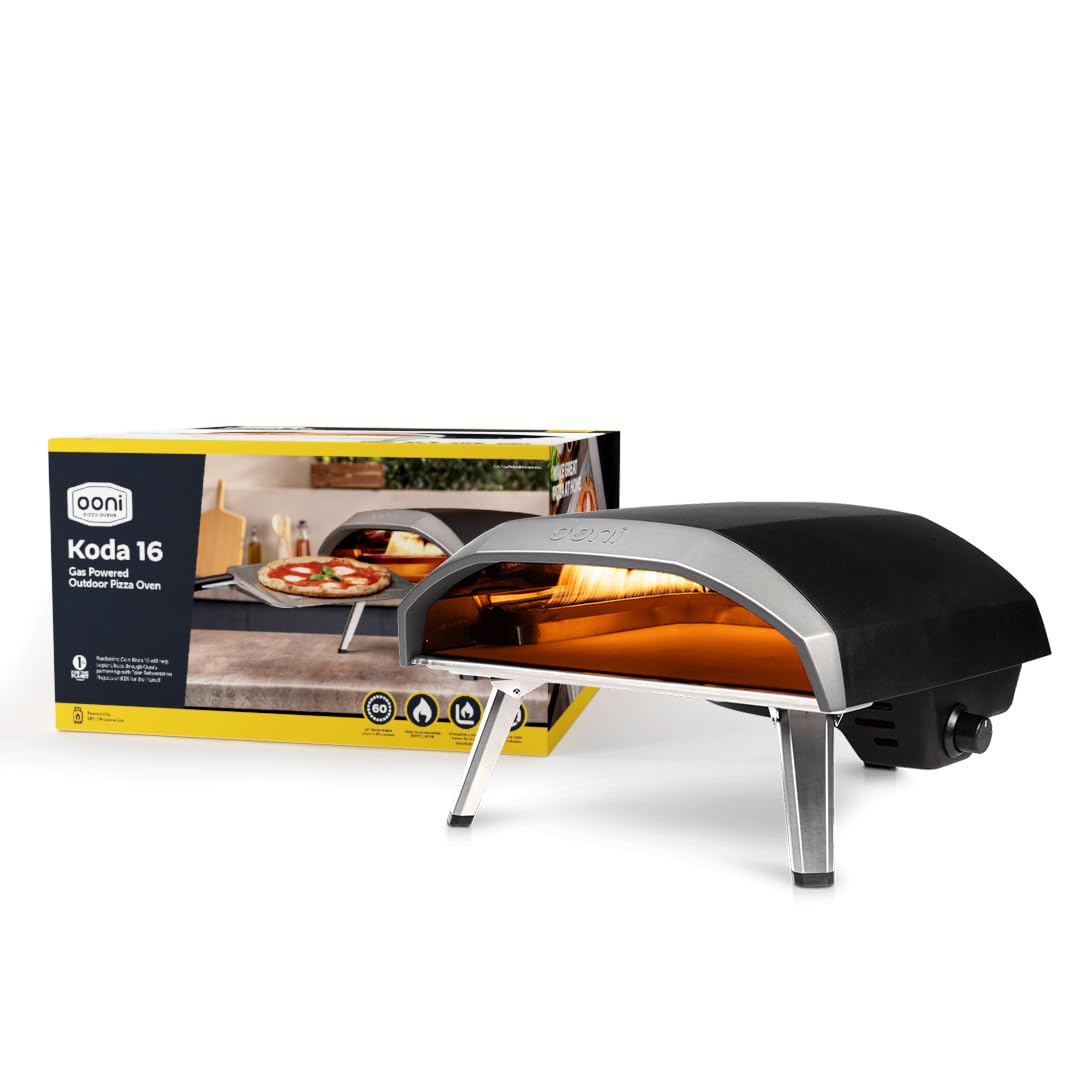 Ooni Koda 16 Gas Pizza Oven – 37 mbar Outdoor Portable Propane Gas Pizza Oven - 16 Inch Authentic Stone Baked Pizzas in 60 Seconds