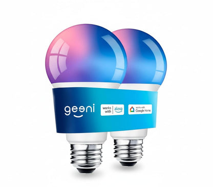 Geeni Prisma Plus 800 Dimmable Smart Light Bulbs with 2.4 GHz Wi-Fi Connectivity – Color-Changing & Tunable White, A19 LED Smart Bulb – Works with Alexa & Google, 4-Pack