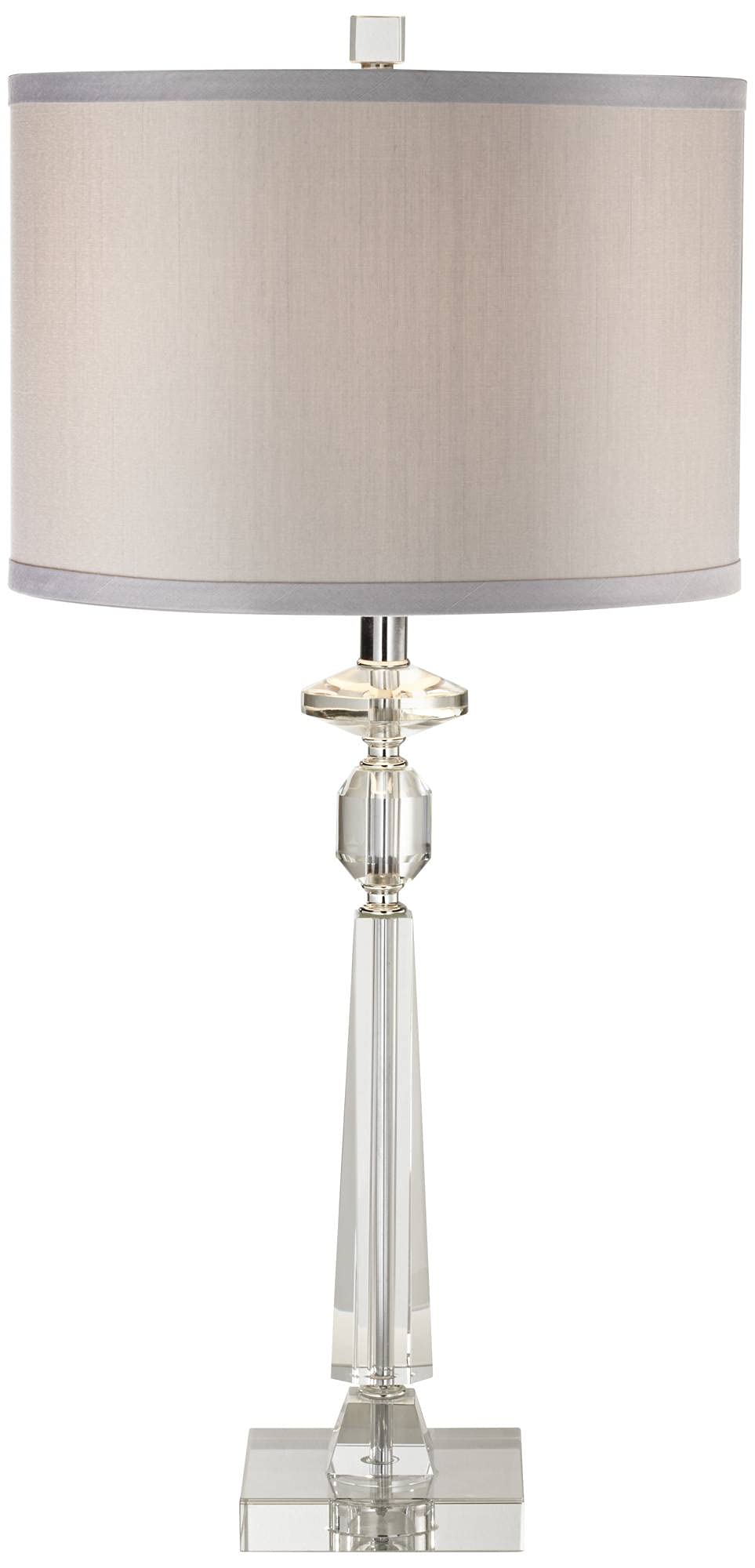 Vienna Full Spectrum Aline 26 1/2" Tall Traditional Table Lamp Clear Crystal Single Gray Shade Living Room Bedroom Bedside Nightstand House Office Home Reading Kitchen Entryway Console Family