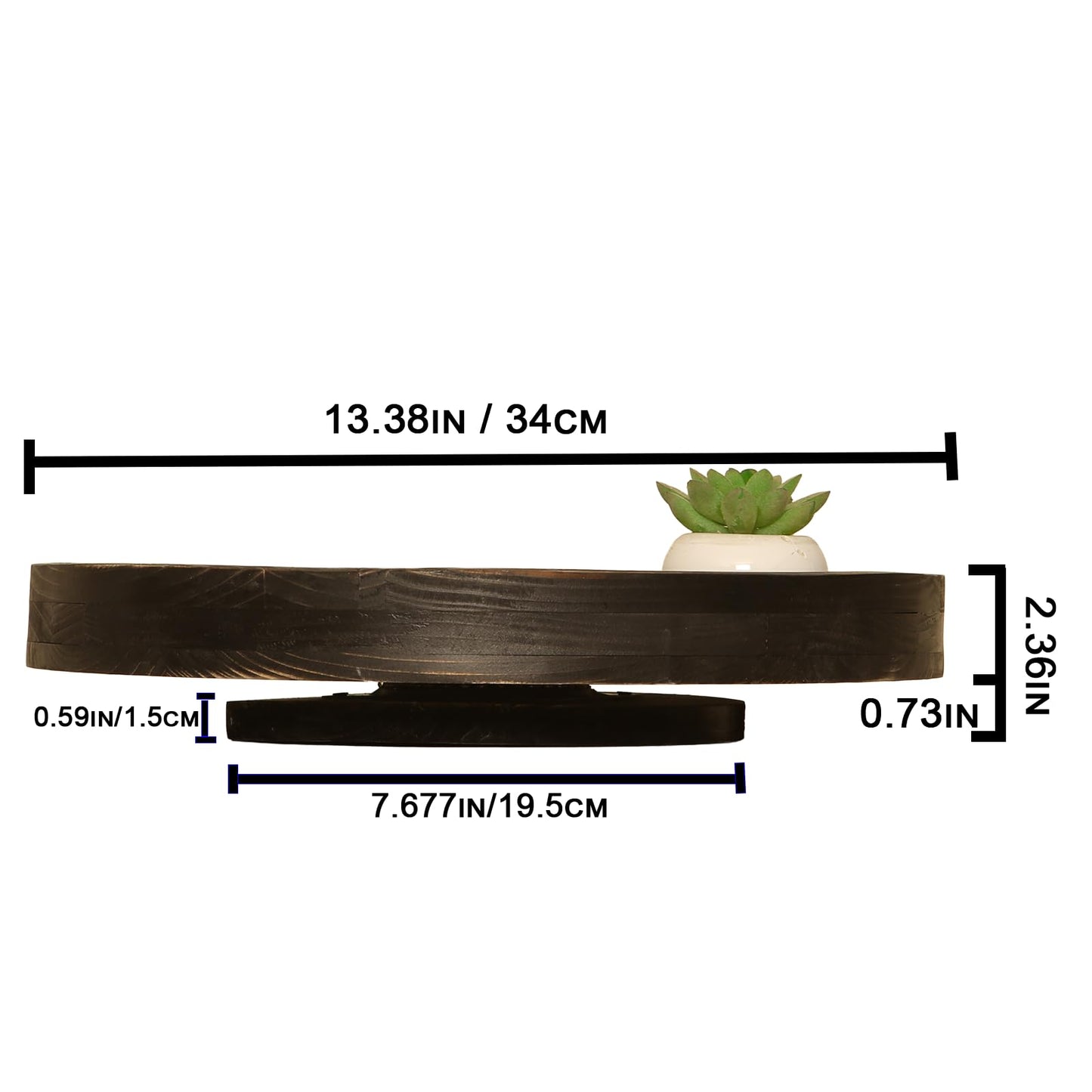 Juleduo 13.38 Inch Rustic Round Wood Lazy Susan for Table Top - Wooden Turntable Serving Tray Distressed Farmhouse Turntable Tray, Cabinet Organizer(Black)