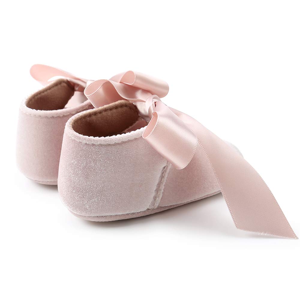 RVROVIC Baby Girls Ballerina Mary Jane Flats Toddler Girl Princess Dress Shoes Soft Infant Crib Shoes(12-18 Months Toddler,1-Beige)