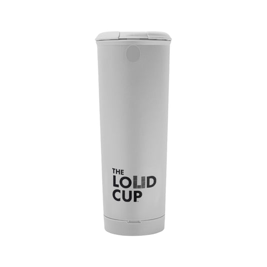 The LoudCup 20 oz Tumbler + Integrated Stadium Horn (Owl Grey) - Reusable Water Bottle for Sports Fans - Worlds Loudest Cup for Noisy Fans on Game Day & Tailgating