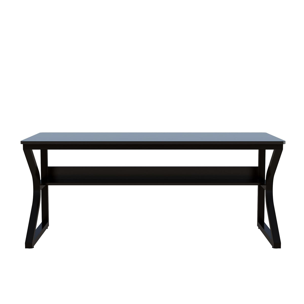 OSCHF Extra Long Desk with Bookshelf - 63" Double Long Writing Table for 2-Person Workstation, Modern Study Work Computer Desk for Home and Office, Black