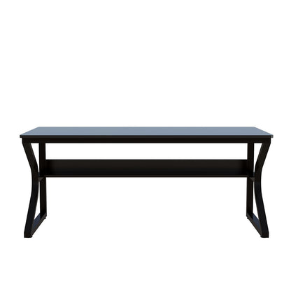OSCHF Extra Long Desk with Bookshelf - 63" Double Long Writing Table for 2-Person Workstation, Modern Study Work Computer Desk for Home and Office, Black