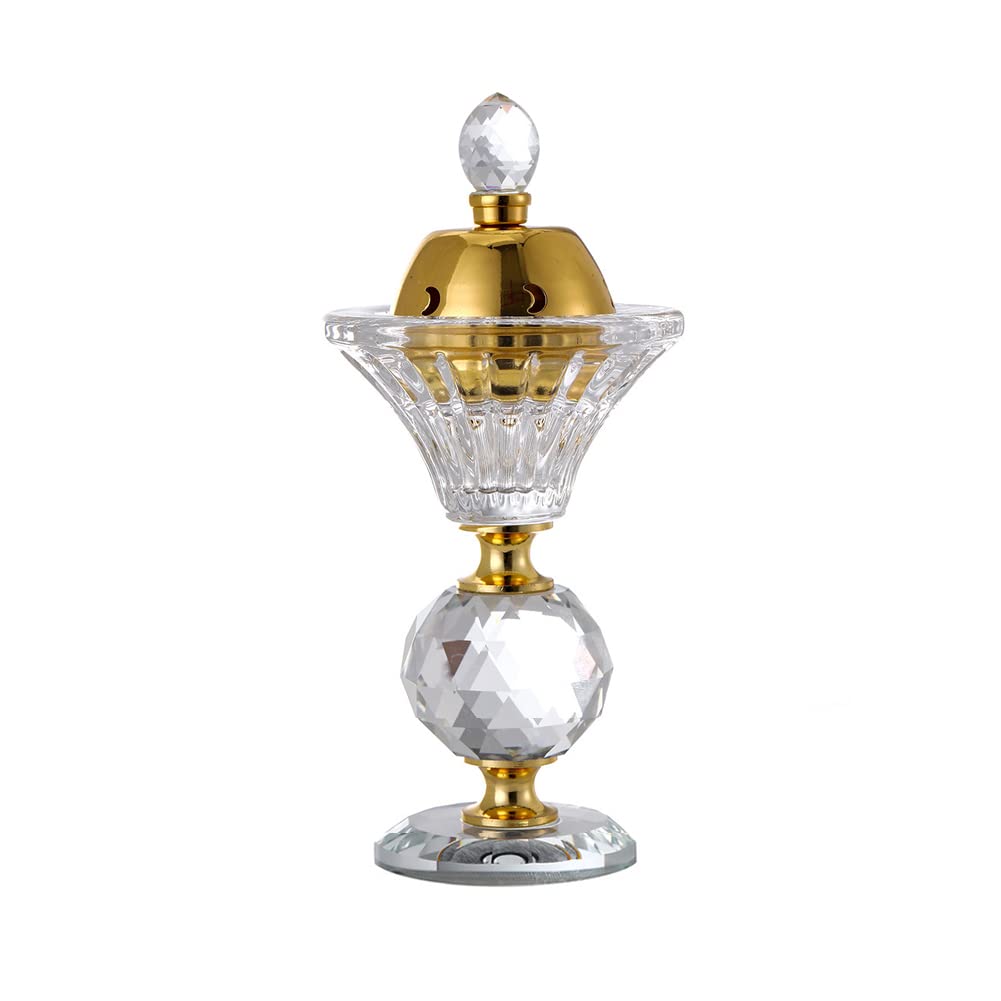 Crystal Incense Burner,Oud Frankincense Aromatherapy Bakhoor Burner Arabian Diffuser Desk Decor for Yoga Meditation Spa (Moon)