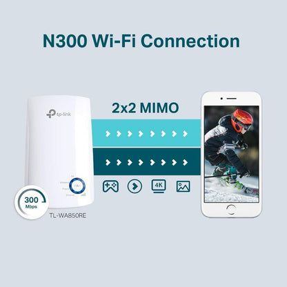 TP-Link TL-WA850RE N300Mbps WiFi Extender Booster, Ethernet Port, Internet Booster, Access Point,WiFi Repeater, WiFi Extender,App Control, WiFi Booster Range Extender, Plug & Play,UK Plug