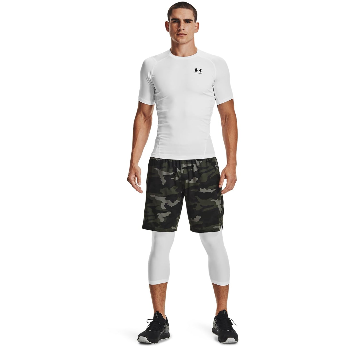 Under Armour Men's Armour HeatGear Compression Short-Sleeve T-Shirt , White (100)/Black, Large