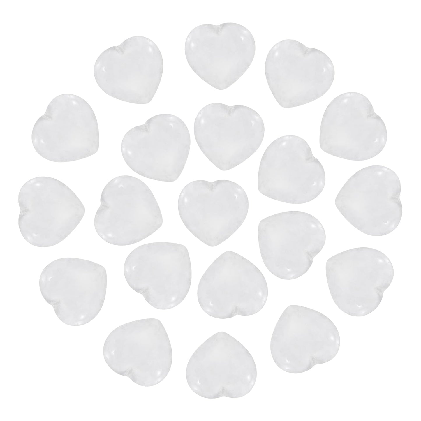 PATIKIL 20Pcs Natural Heart Shaped Crystal Stone, 0.6 Inch 3/8" Thick Mini Polished Love Gemstone Crystal, Pocket Rock Engraved Worry Stones for Women Gifts Meditation, Clear Quartz