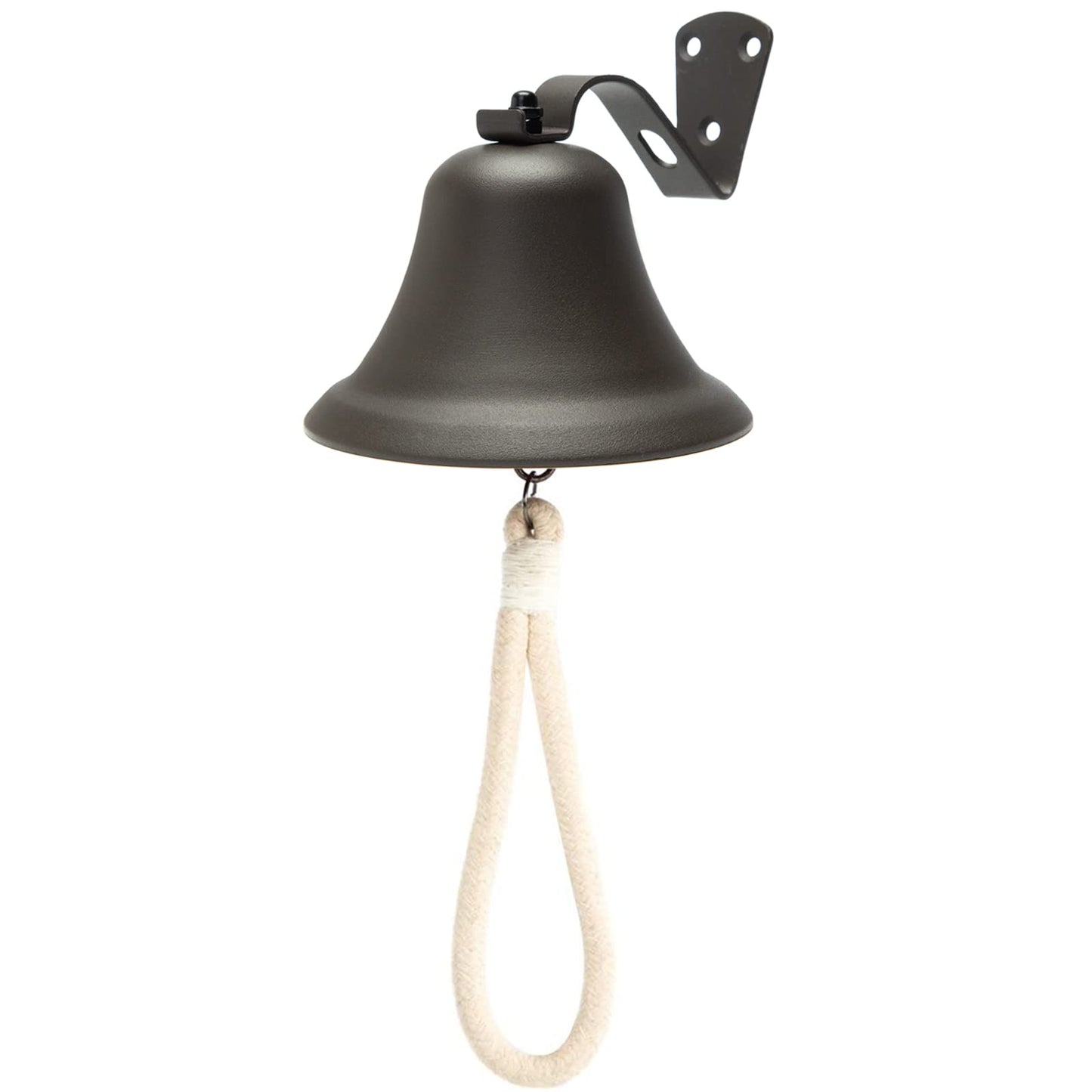Black Hanging Dinner Bell with Outdoor Mount, Indoor Use, Nautical/Door/Church Design, Rope Included