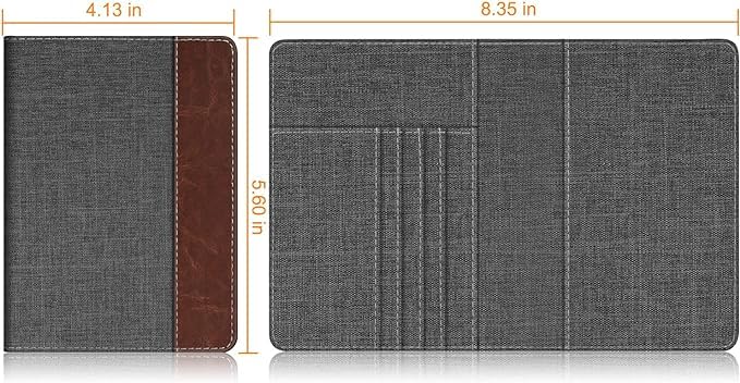 FINTIE Passport Holder Travel Wallet RFID Blocking PU Leather Card Case Cover, Denim Charcoal Brown