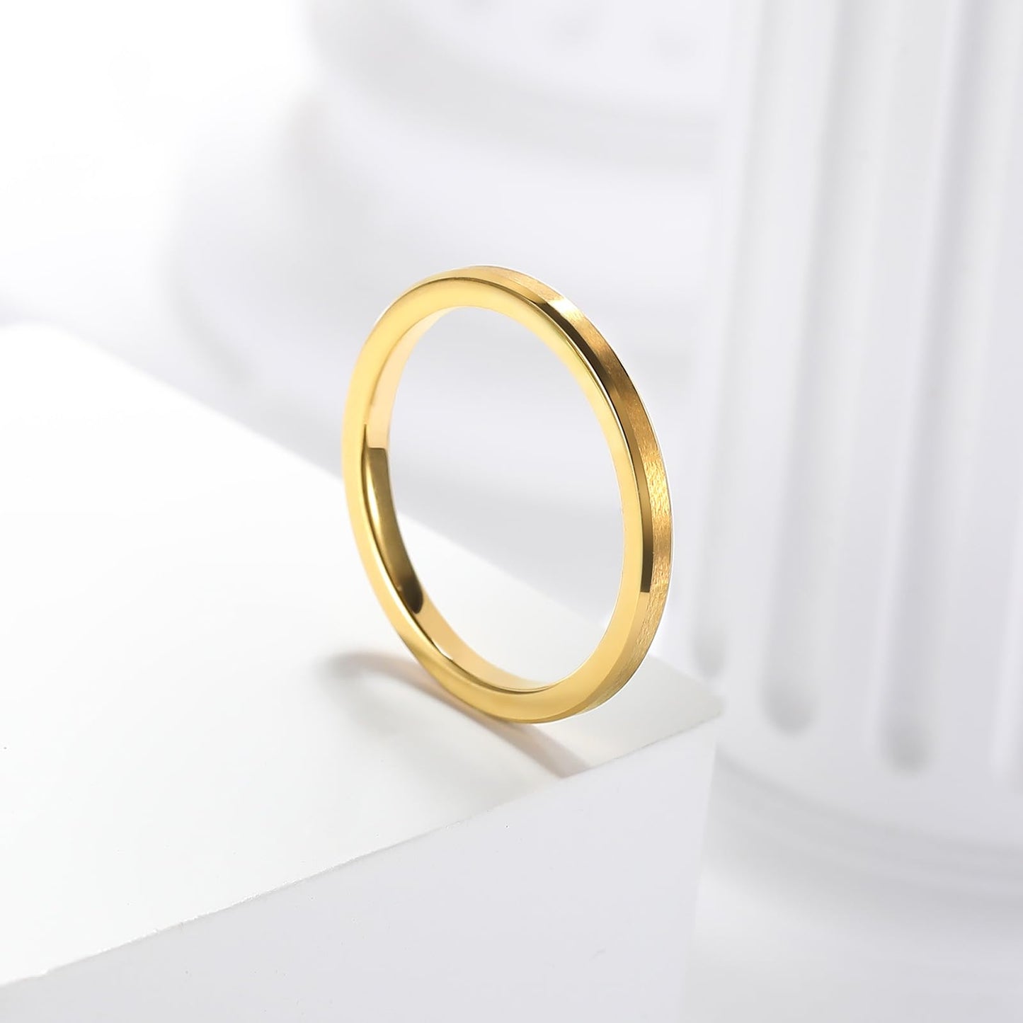 King Will 2mm Gold Tungsten Wedding Band Basic Wedding Ring For Men with Brushed Matte Surface Beveled Polished Edge Comfort Fit 11