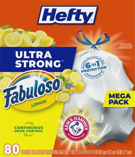Hefty Ultra Strong 13 Gallon Trash Bags, Tall Kitchen Trash Bags 13 Gallon Size