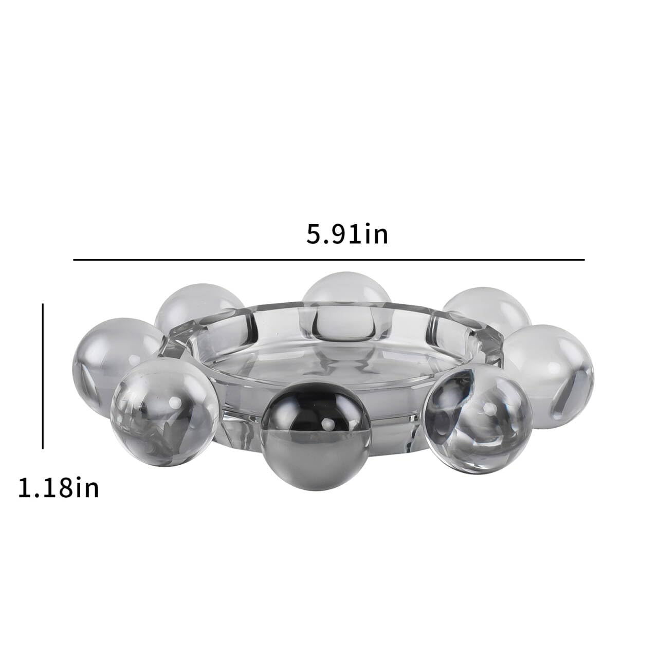 Marvala Crystal Bubble Candle Dish, Round Pillar Candle Holder Plate Stand for Table Centerpieces, Modern Decorative, Home, Party, Wedding Decor (Advanced Grey)
