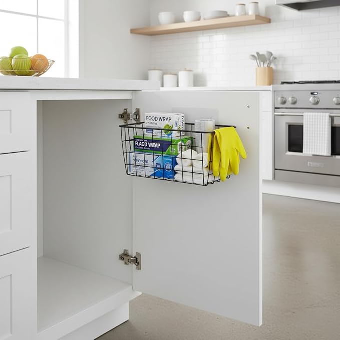 Hanging Kitchen Baskets Adhesive Sturdy Wire Storage Baskets