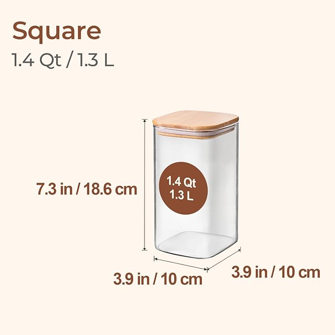 ComSaf 1.4 Qt Glass Storage Containers