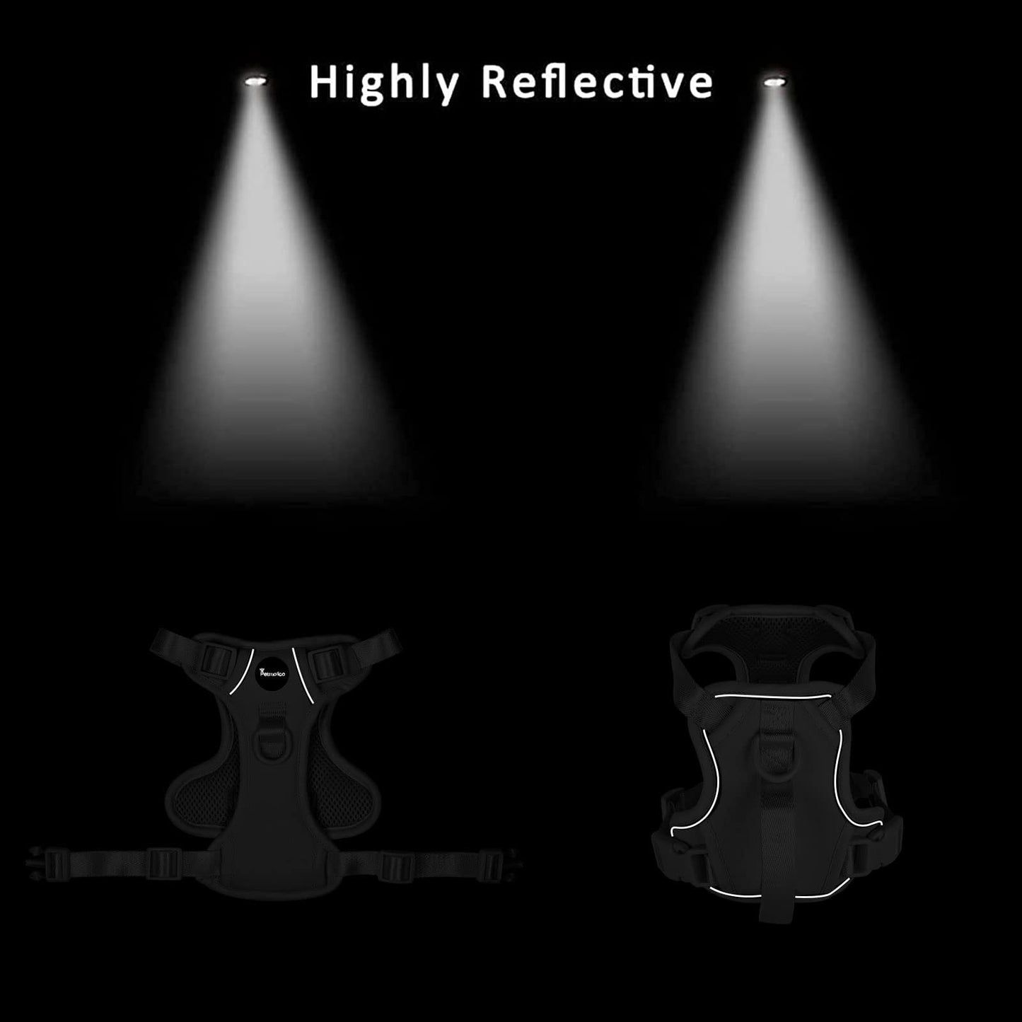 Petmolico Dog Harness for Small Dogs, Cute Harness Vest with Two Leash Clips and Soft Handle, Reflective Easy Walk Puppy Vest - Pink, Medium