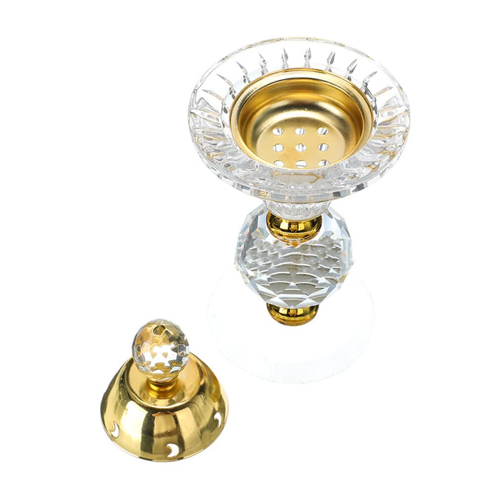 Crystal Incense Burner,Oud Frankincense Aromatherapy Bakhoor Burner Arabian Diffuser Desk Decor for Yoga Meditation Spa (Moon)