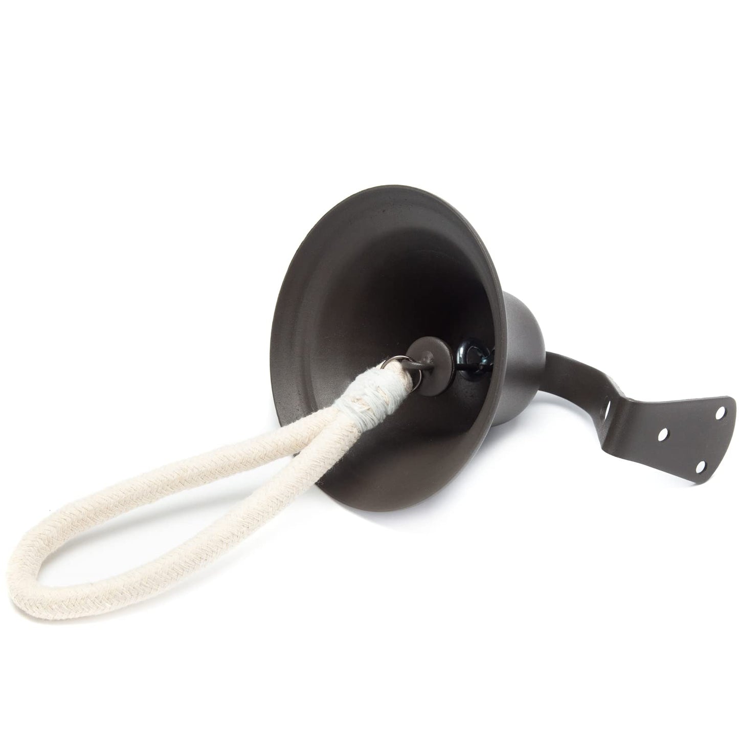 Black Hanging Dinner Bell with Outdoor Mount, Indoor Use, Nautical/Door/Church Design, Rope Included