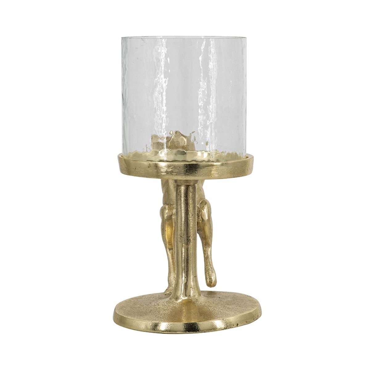 Gold Rabbit Pillar Candle Holder with Glass Hurricane Shade, Decorative Animal Tabletop Candleholder for 2.5” Pillar Candles, Elegant Spring Easter Home Décor & Centerpiece Gift