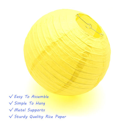 Hocansen 9Pcs Yellow Round Hanging Paper Lanterns 8/10/12in Chinese Lanterns for Birthday Wedding Home Party Wedding Home Decor Decoration(DLZ/Yellow)