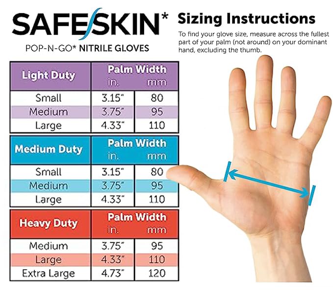 SAFESKIN* Nitrile Disposable Gloves in POP-N-GO* Pack, Medium Duty, Medium Size, Powder-Free - For Food Handling, First Aid, Cleaning, Gardening, Crafting - Exam Gloves, 50-Count