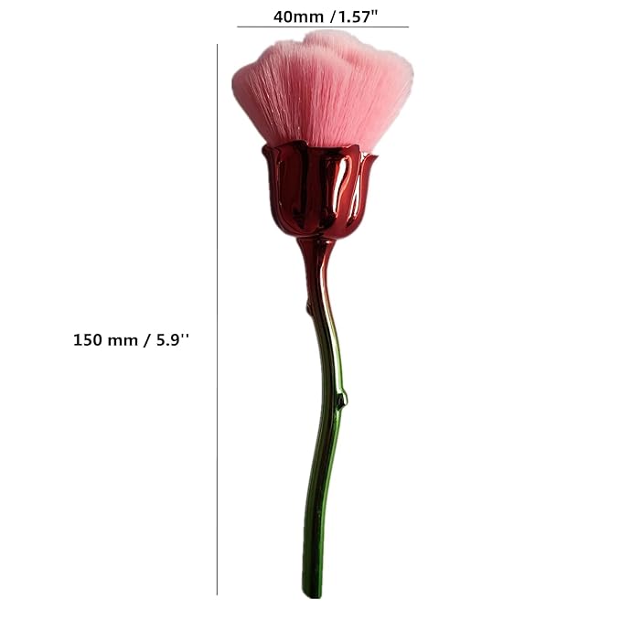 4 Pcs Nail Art Dust Powder Remover Cleaner Brush，Rose Nail Art Powder Dust