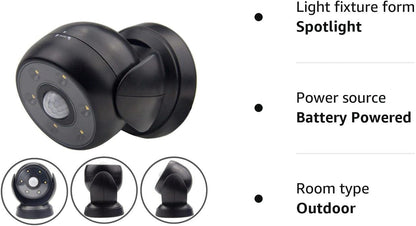 BIGLIGHT Wireless Motion Sensor Floodlight - Outdoor Spotlight, 200 Lumens, Waterproof, Rotatable Wall Light for Driveway, Hallway