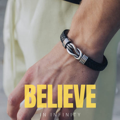 Jewellbox Men's Infinity Knot Leather Bracelet, Mens Leather Bracelet with Magnetic Clasp