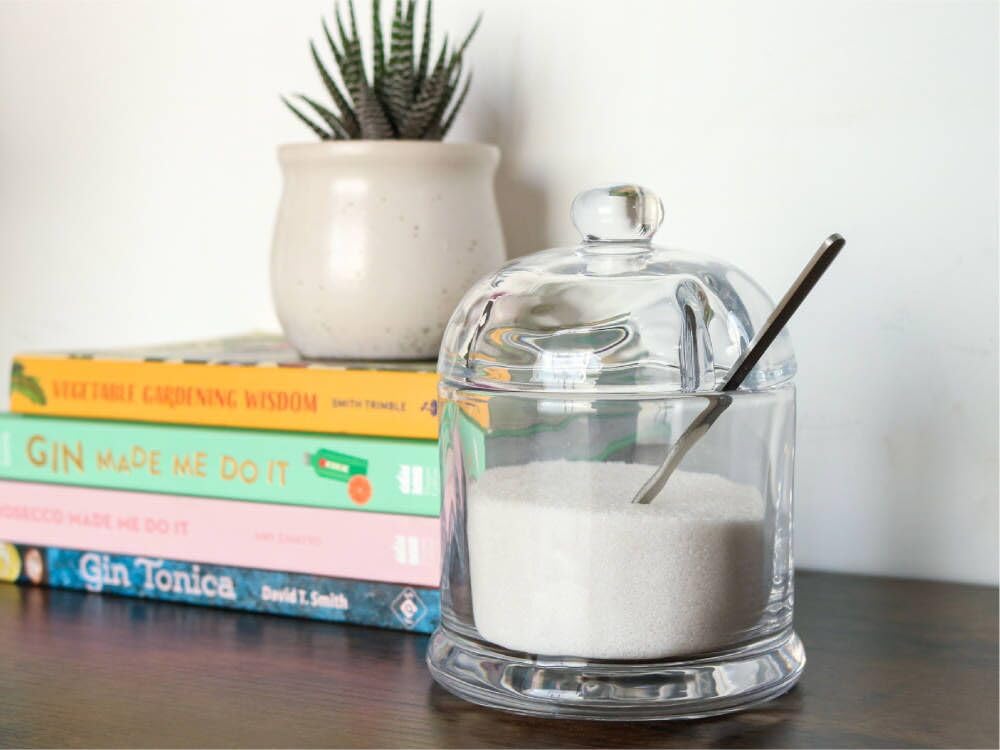 HillSpring Thick Glass Salt Cellar with Stainless Steel Spoon, Clear Container for Kosher, Sea, Himalayan Salt, Sugar, Pepper, Heavyweight Spices Jar, 10 oz (1, Transparent, Medium)