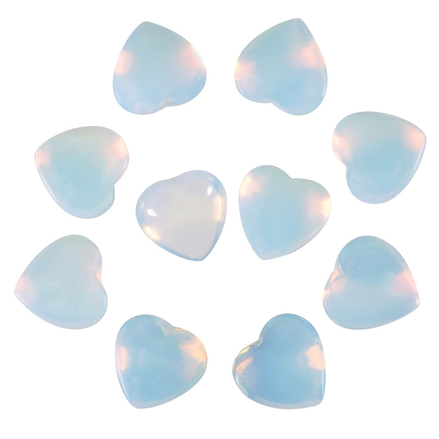 Nupuyai Pack of 8 Love Heart Stone Set for Reiki Chakra Balancing, Healing Pocket Palm Crystal Energy Stones Kit for Valentines Gift, Colorful