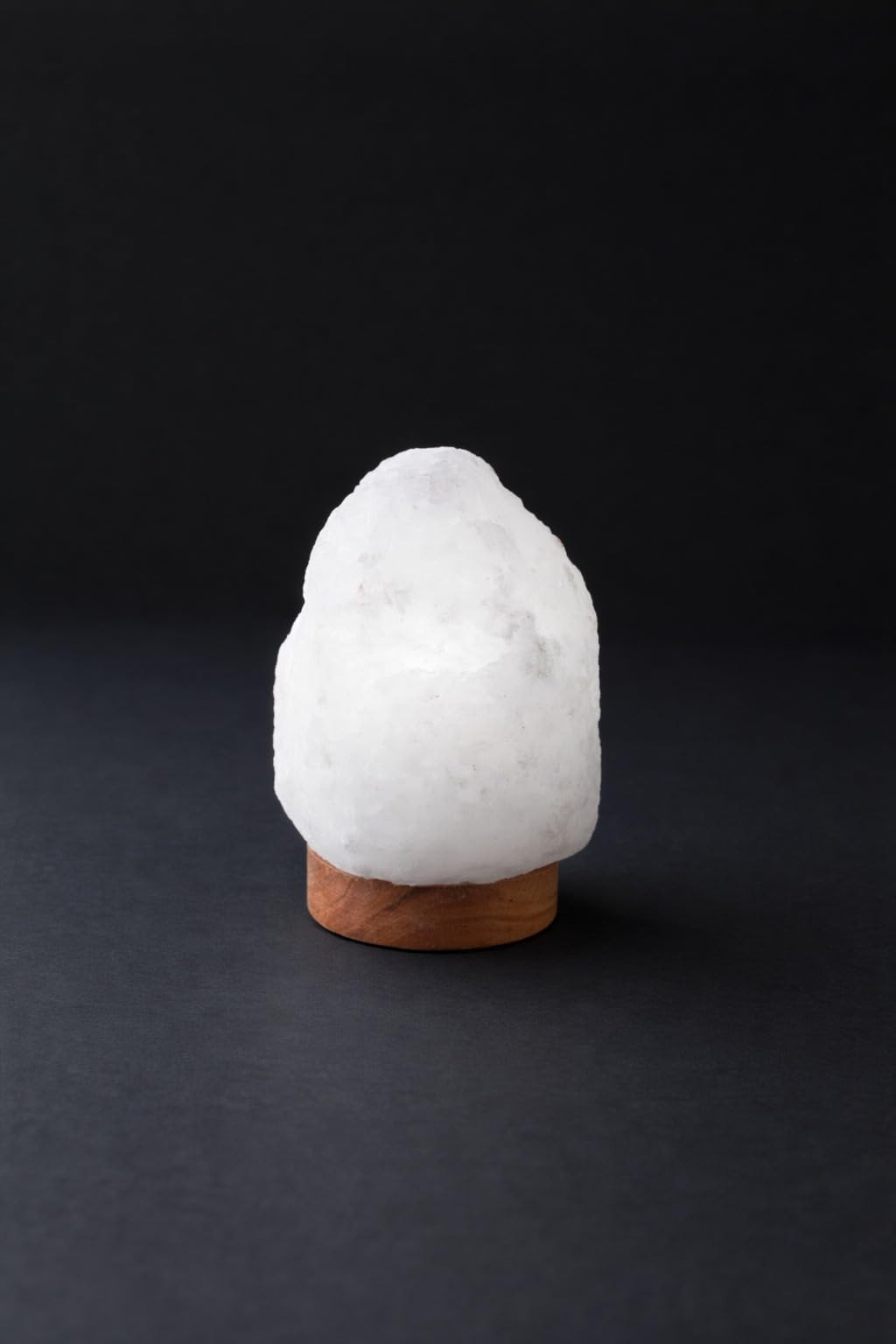 Natural Wellness Line White Rock Salt LED LAMP 1.5-2Ibs with Wood+ LED&USB Cable