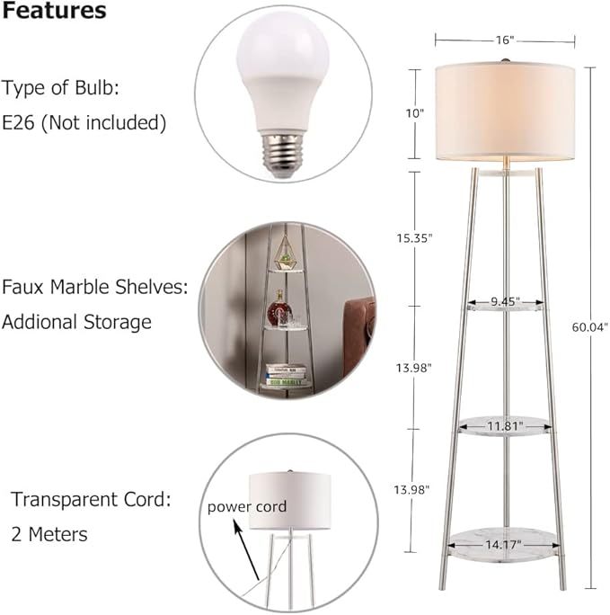 ROSEN GARDEN Floor Lamp, Standing Reading Light