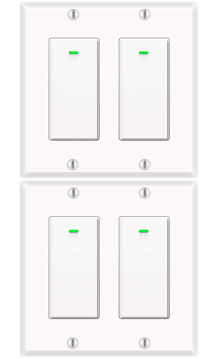 Alexa Light Switch, Double Smart WiFi Light Switches, Smart Switch 2 Gang Compatible with Alexa and Google Home, Neutral Wire Needed, with Remote Control, Timing Schedule, No hub Required (2Pack)