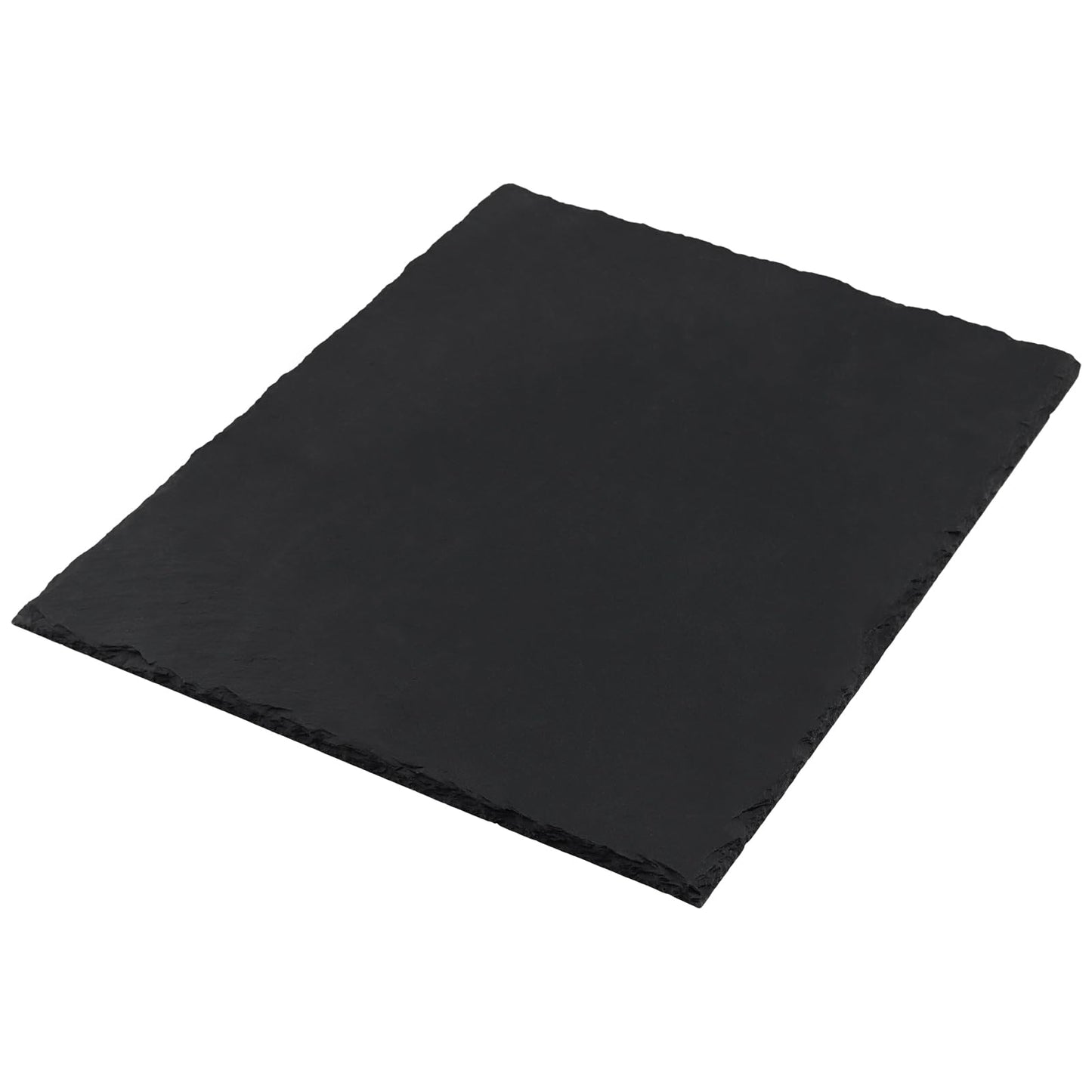MOUYAT 4 Pack 12x10 Inch Black Slate Plates, Rectangle Slate Cheese Board with Natural Edge, Natural Stone Plates Cutting Board Charcuterie Boards for Cheese, Sushi, Meat, Appetizers