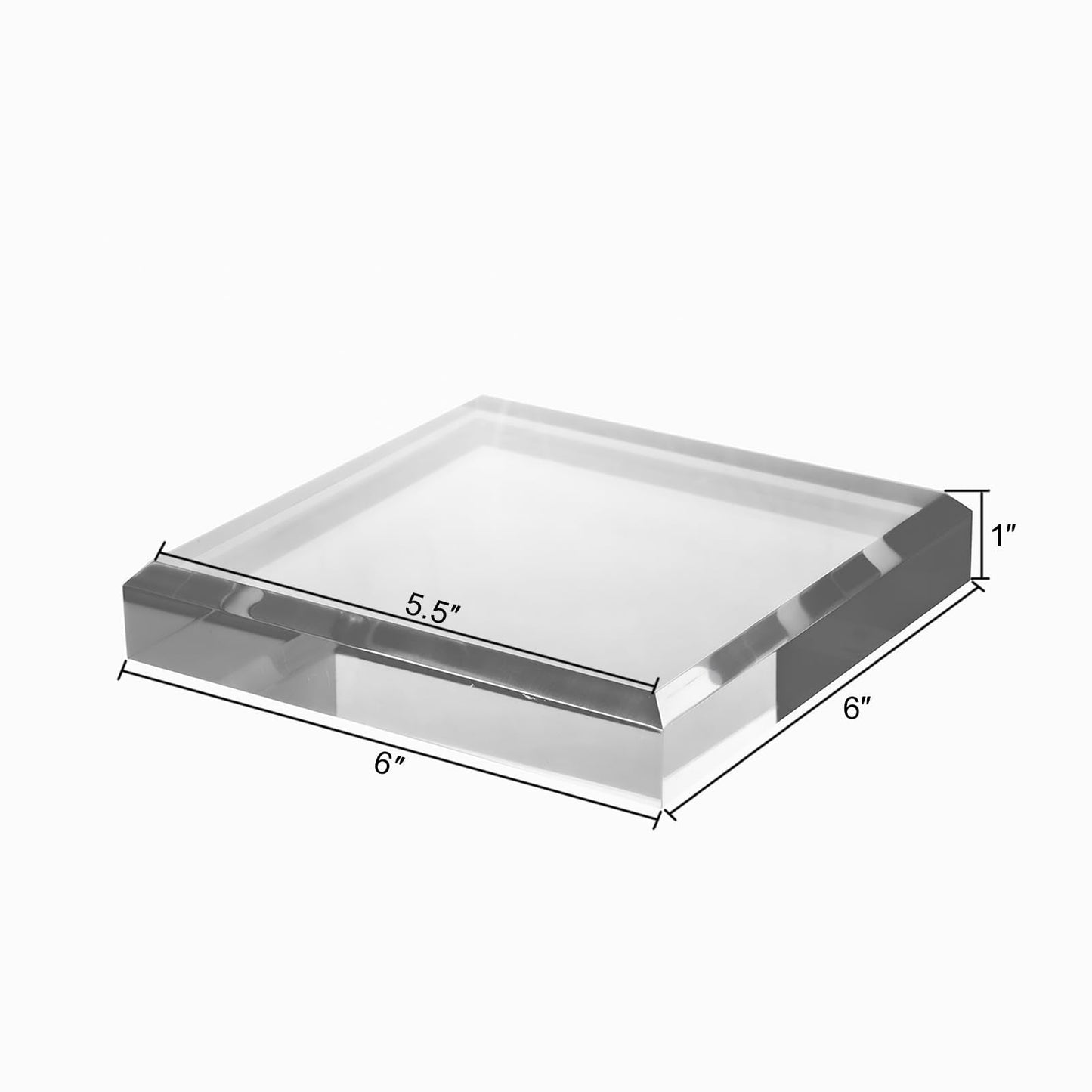 CiaoHER 1in Thickness Beveled Acrylic Square Display Block Clear Polished Pedestal Stand Riser (6x6, 1pack)