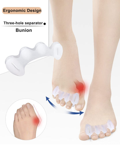 2Pairs Toe Separators Toe Spacers for Women Men to Correct Bunion, Relieve Feet Pain, Foot Alignment, Toe Straighteners for Hammertoes, Plantar Fasciitis (M, Women Shoe Size 9-12.5, Men: 7-11)