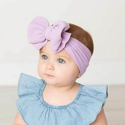 Cinaci 12 Pack Solid Stretchy Nylon Headbands with Big Bow Hair Accessories Wide Headwraps for Baby Girls Infants Toddlers Kids