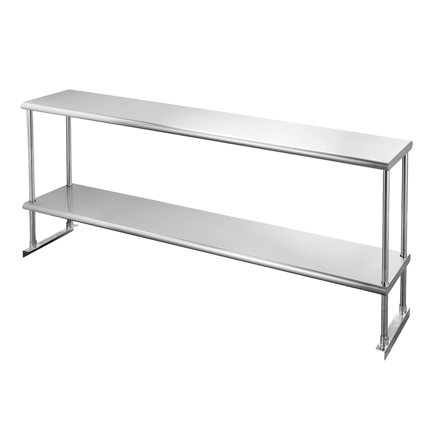 Hally Double Overshelf of Stainless Steel 12'' x 72'' Weight Capacity 420lb, Commercial 2 Tier Shelf for Prep & Work Table in Restaurant, Home or Kitchen