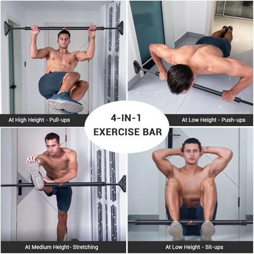 Sportneer Pull Up Bar Doorway Chin Up Bar No Screws Door Frame Chin Up Push Up Sit Up Bar Adjustable 75-94cm (29.5''-37'') Up to 200kg Capacity Workout Bar