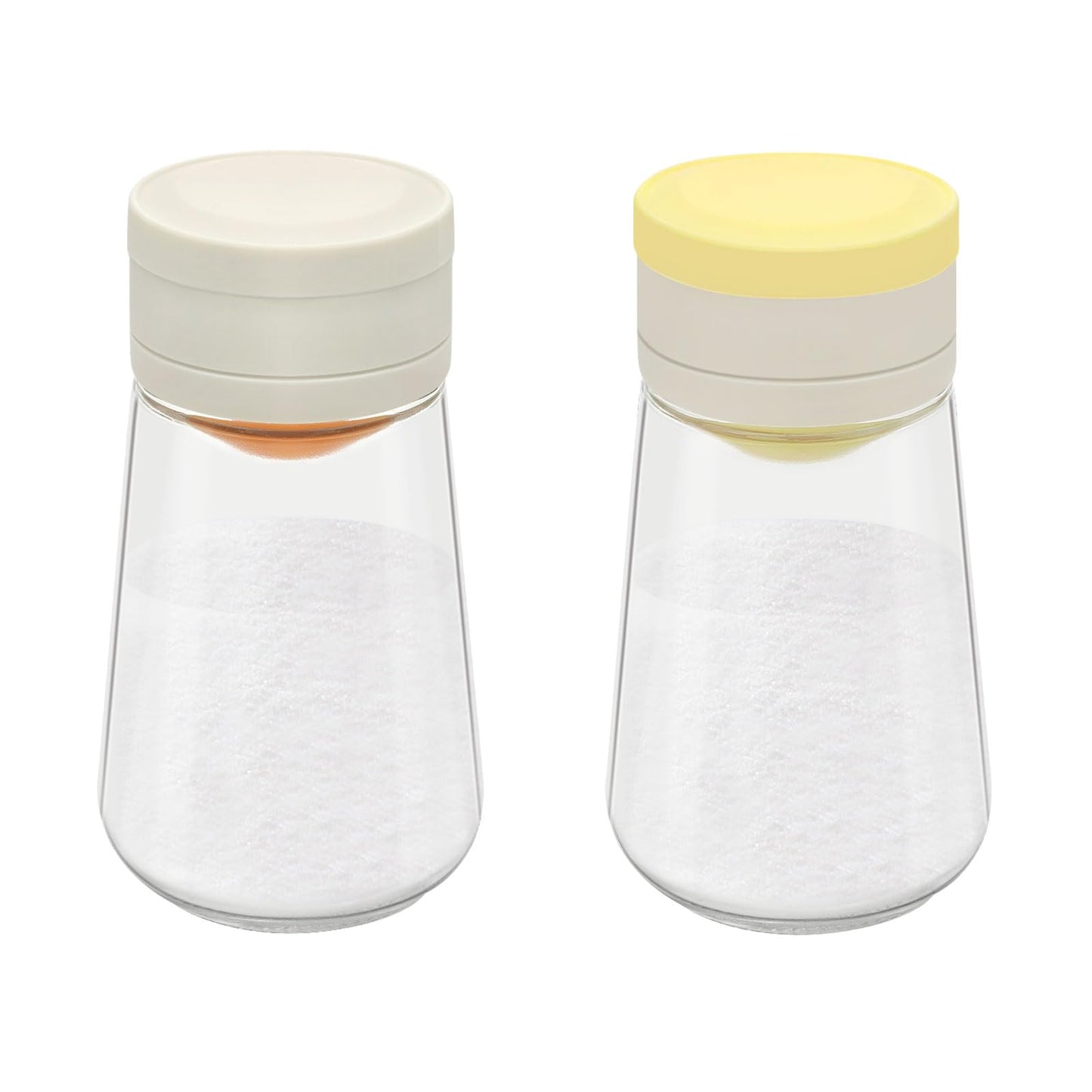 Diakey 2 Pack Salt and Pepper Shakers Set with Lid, Precise Quantitative 0.5g, Moisture-Proof Glass Spice Dispenser Metering Seasoning Bottle Kitchen Salt Control Container
