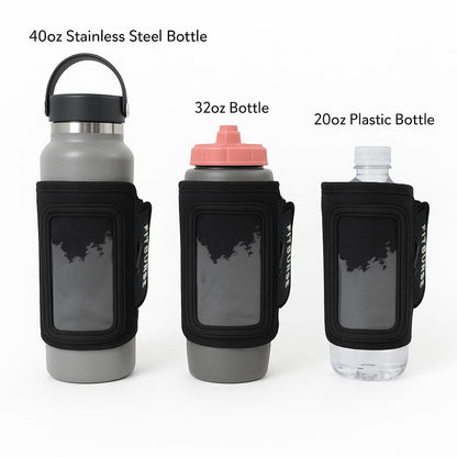 FITBURSE Magnetic Water Bottle Sleeve with Phone Holder – Hands-Free Gym Bottle Holder, Touchscreen Compatible, Fits 40oz Bottles