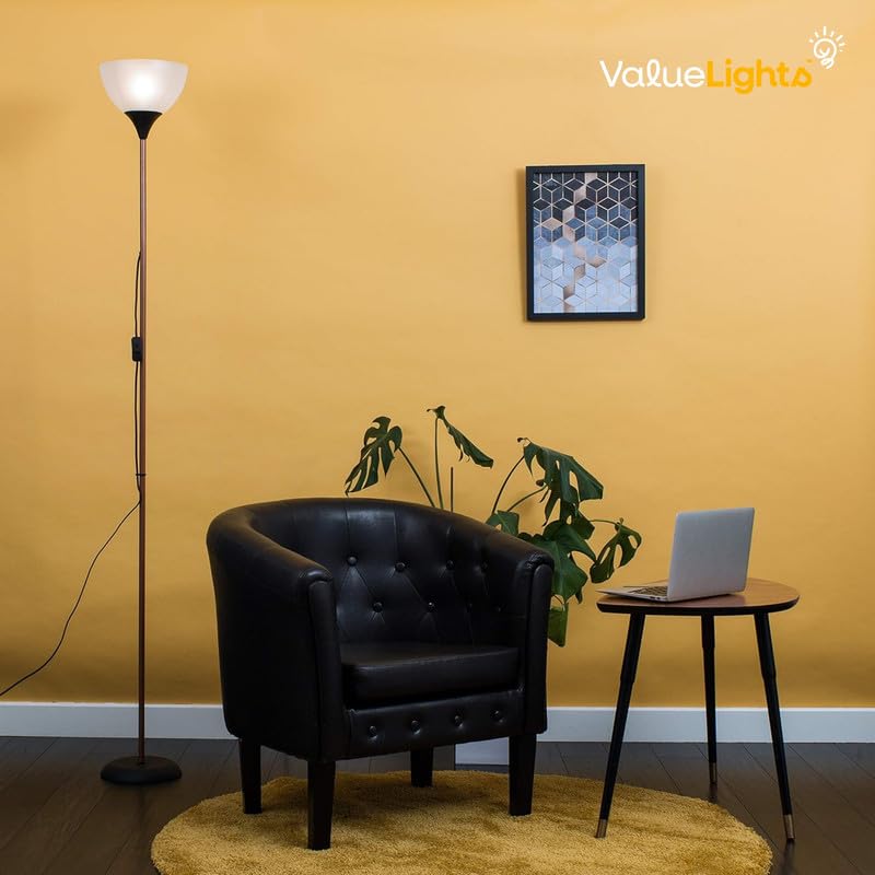MiniSun | Modern Silver Uplighter Floor Lamp with a White Shade | Floor Lamps & Torchieres, Home Décor & Improvement Essential